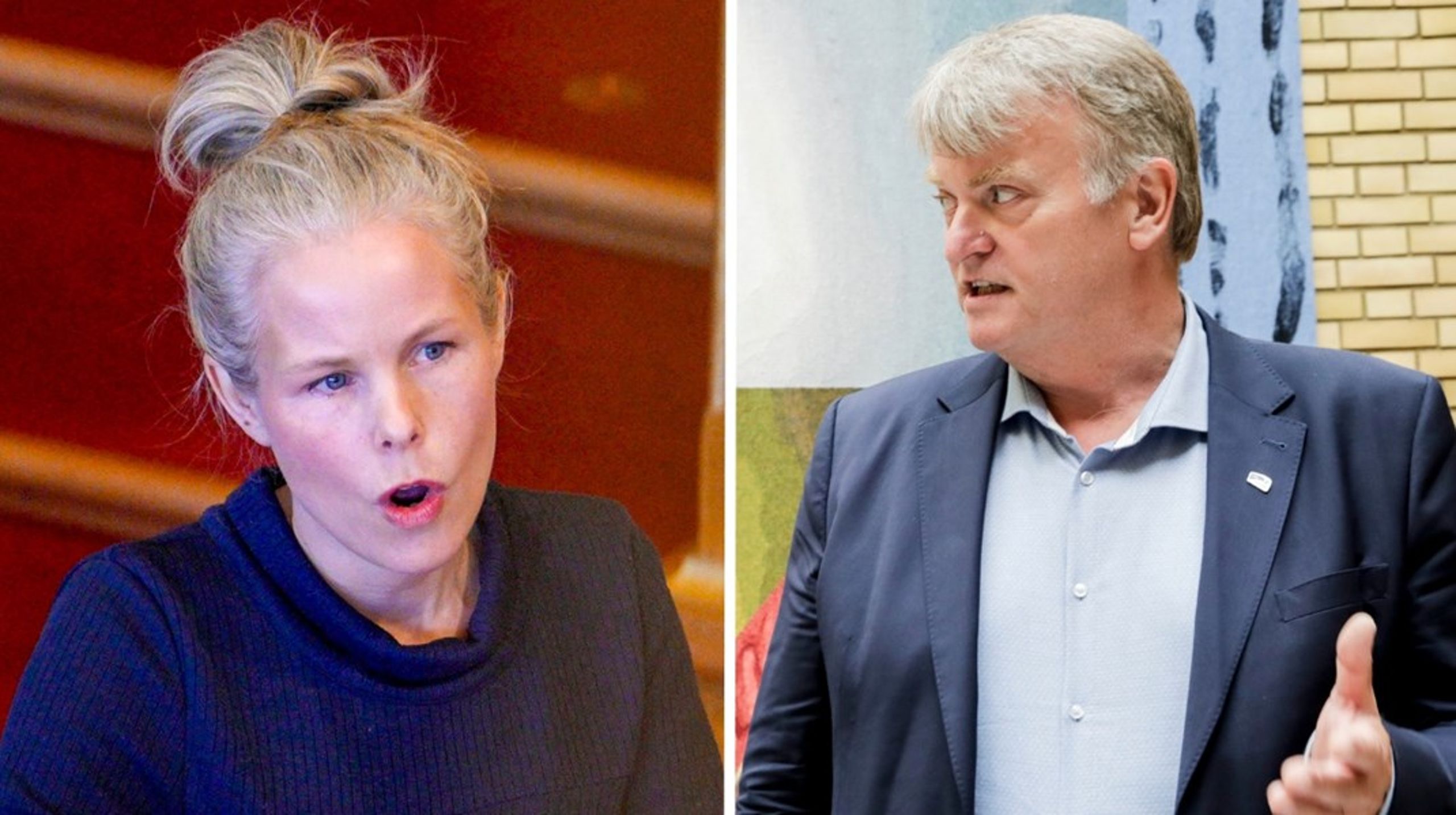 Verken SV-leder Kirsti Bergstø eller Høyres Ove Trellevik er fornøyd med regjeringens havvind-grep i årets reviderte nasjonalbudsjett.