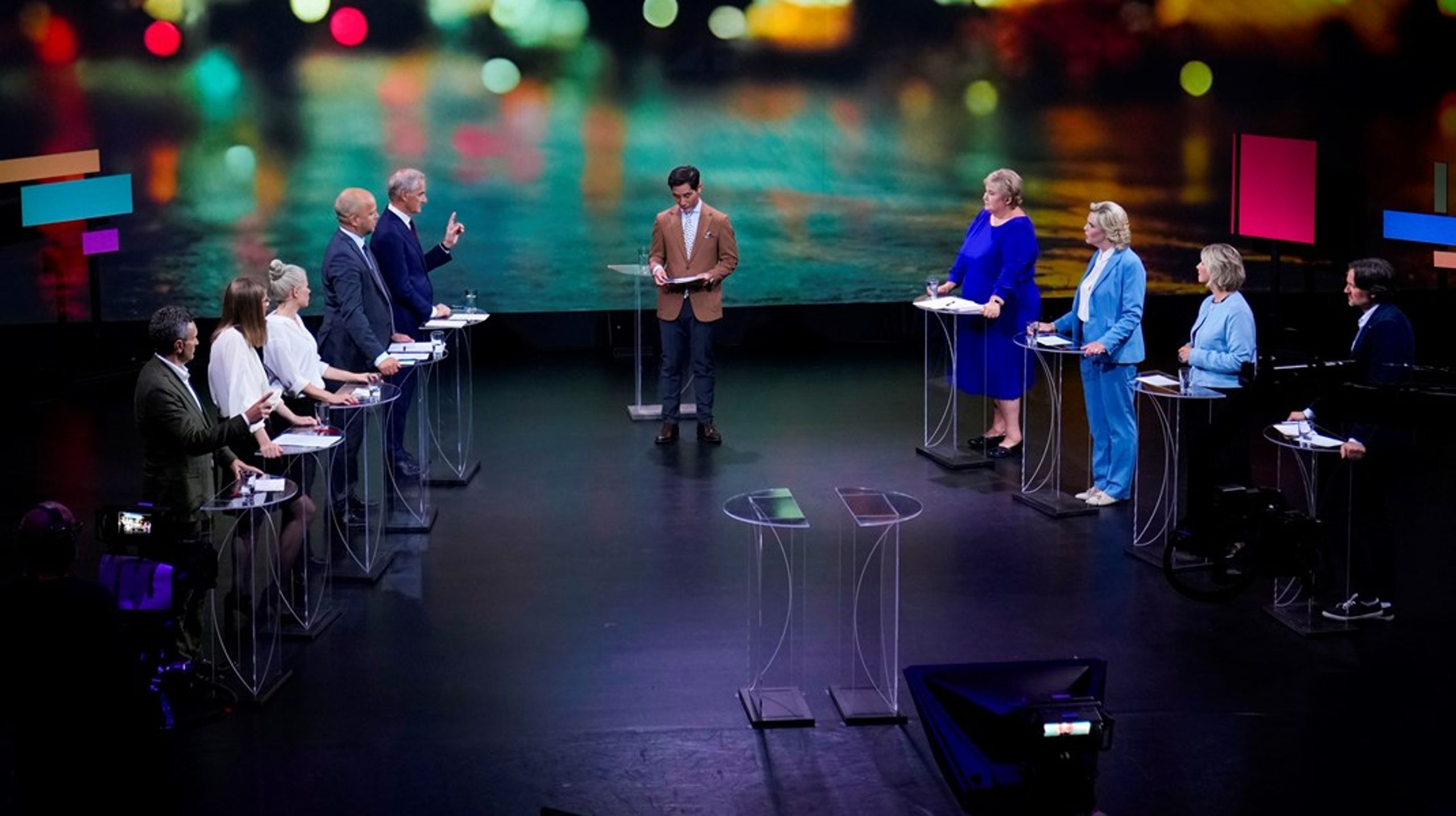 Partilederdebatten i Arendal torsdag kveld.&nbsp;