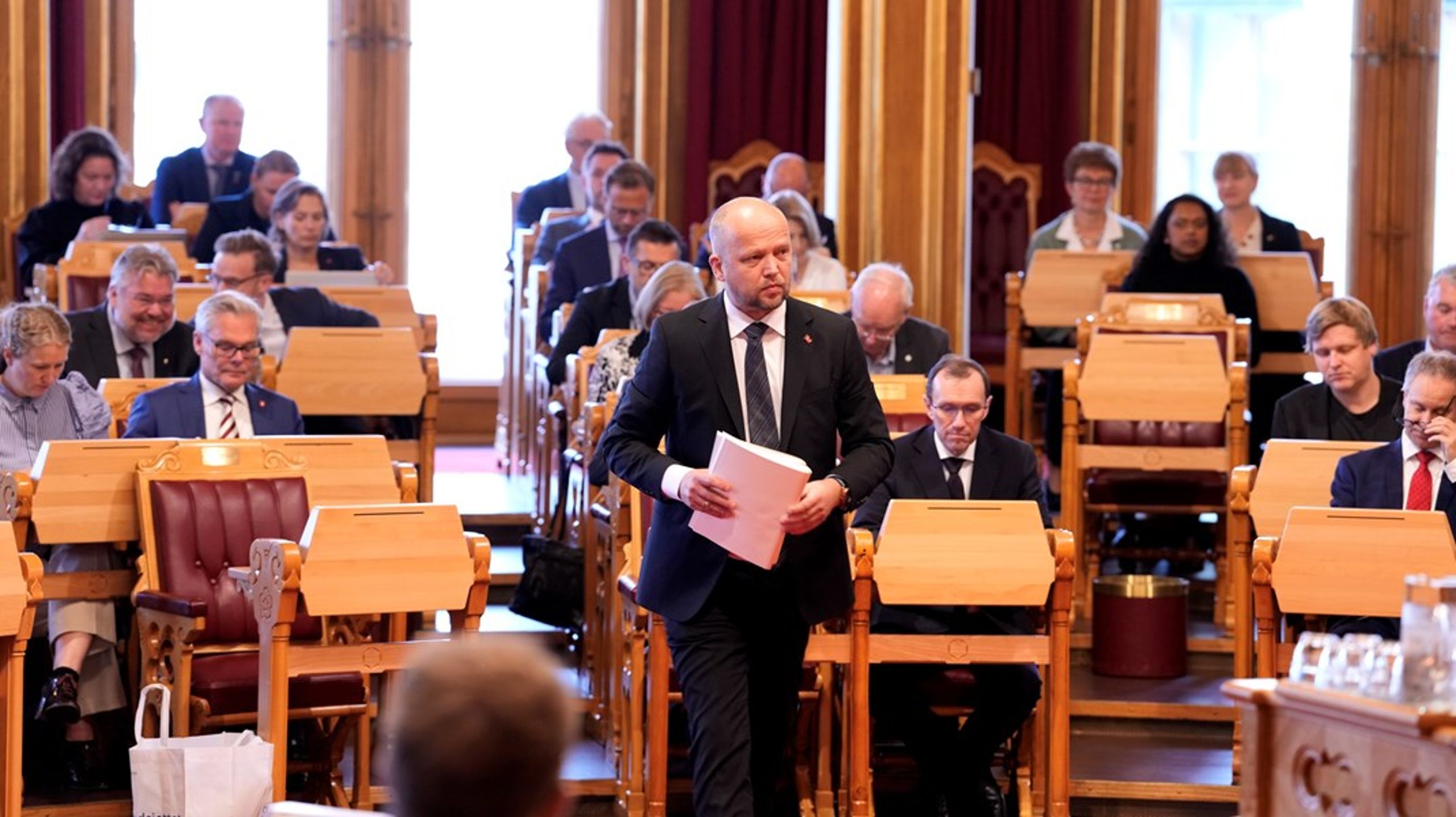 Finansminister Trygve Slagsvold Vedum (Sp) la frem sitt tredje statsbudsjett mandag.