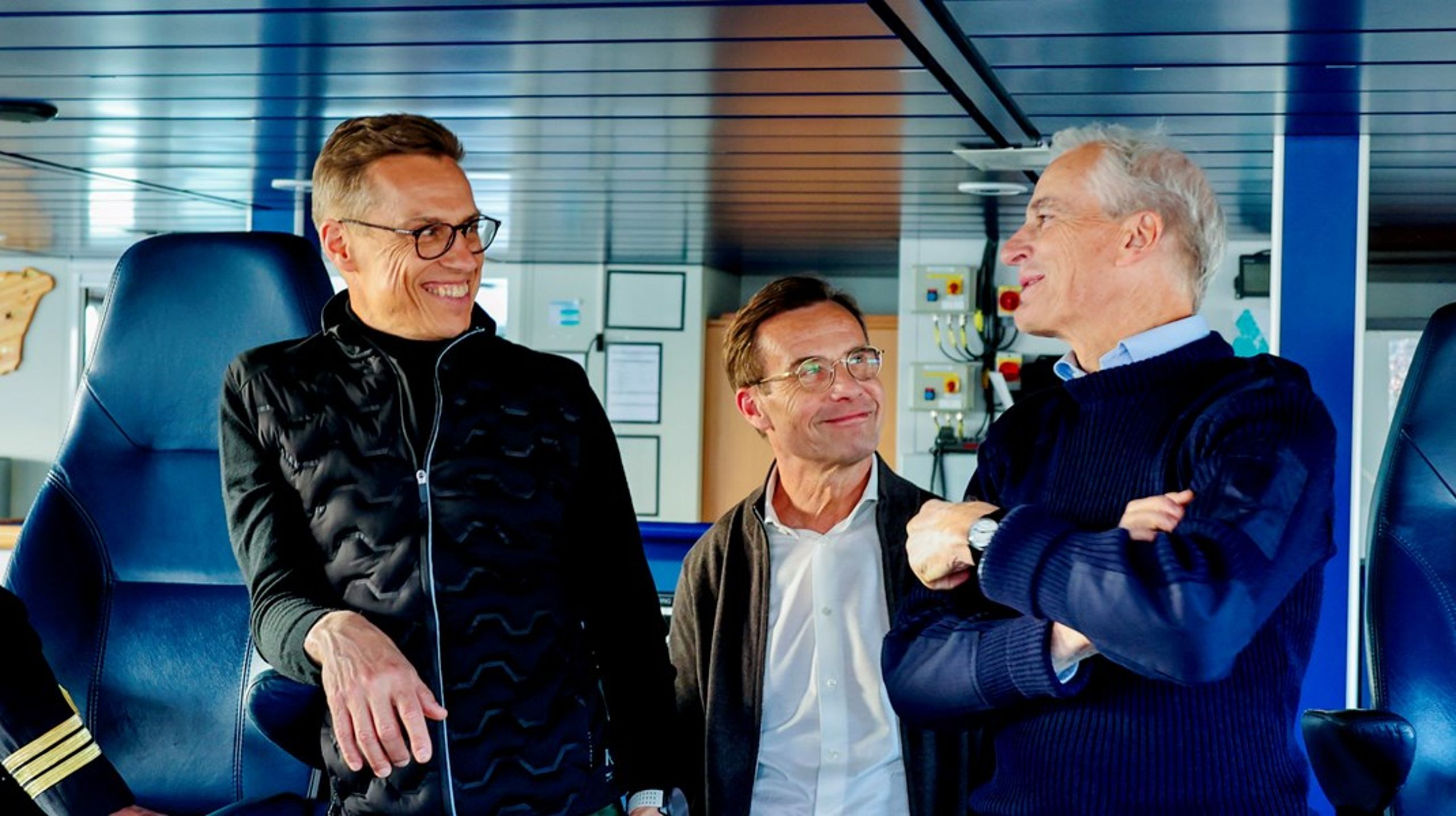 I sommer var Finlands president Alexander Stubb (t.v.) og Sveriges statsminister Ulf Kristersson (midten) på besøk i Bodø. Denne uken kommer Stubb til Norge igjen, denne gangen på formelt statsbesøk sammen med sin kone.